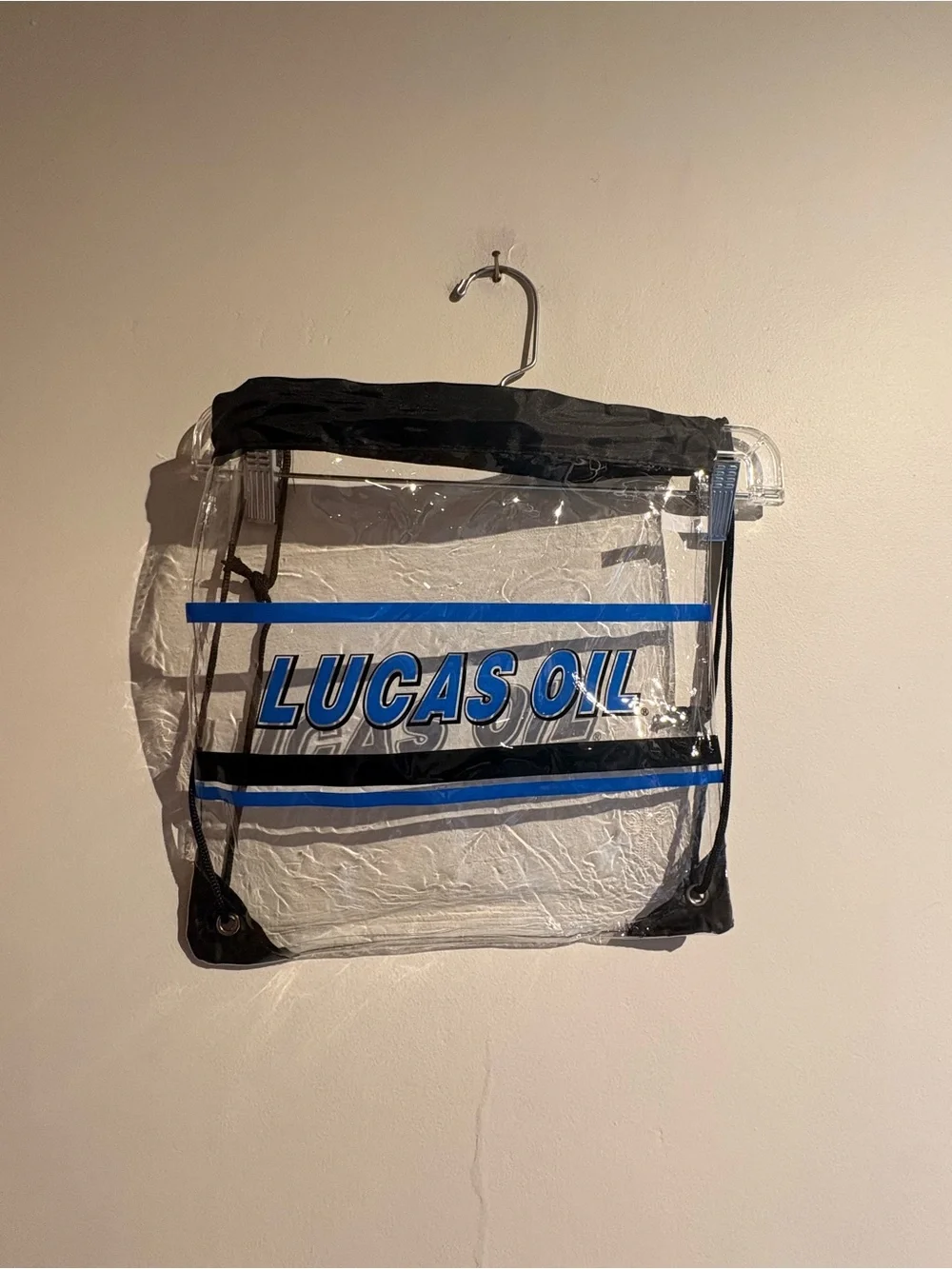 Lucas oil clear backpack